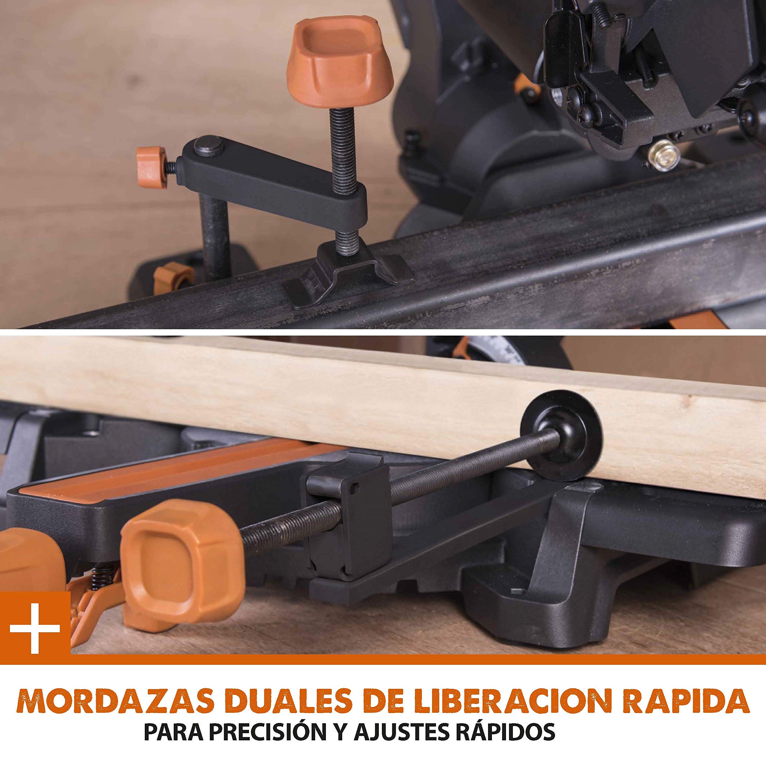 Evolution Power Tools R210SMS+ Ingletadora deslizante multimaterial de 210 mm, con paquete Plus, Corta acero dulce, aluminio, plástico, madera con clavos incrustados, 230 V