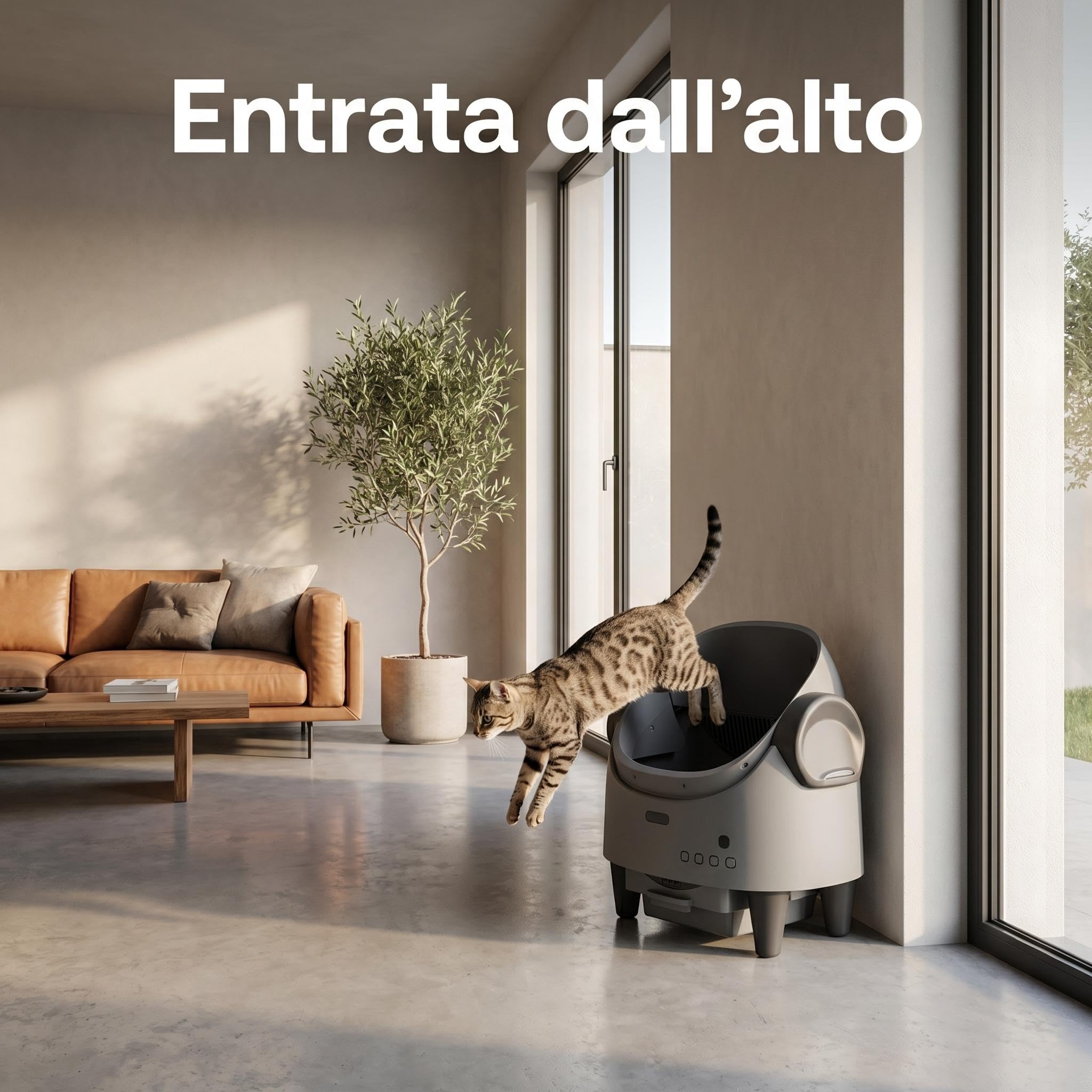 Garvee Arenero para Gatos autolimpiante automático con Entrada Superior, Caja higiénica Inteligente de diseño Abierto XXL para Gatos Grandes, Sistema de Seguridad avanzado y Seguimiento de la