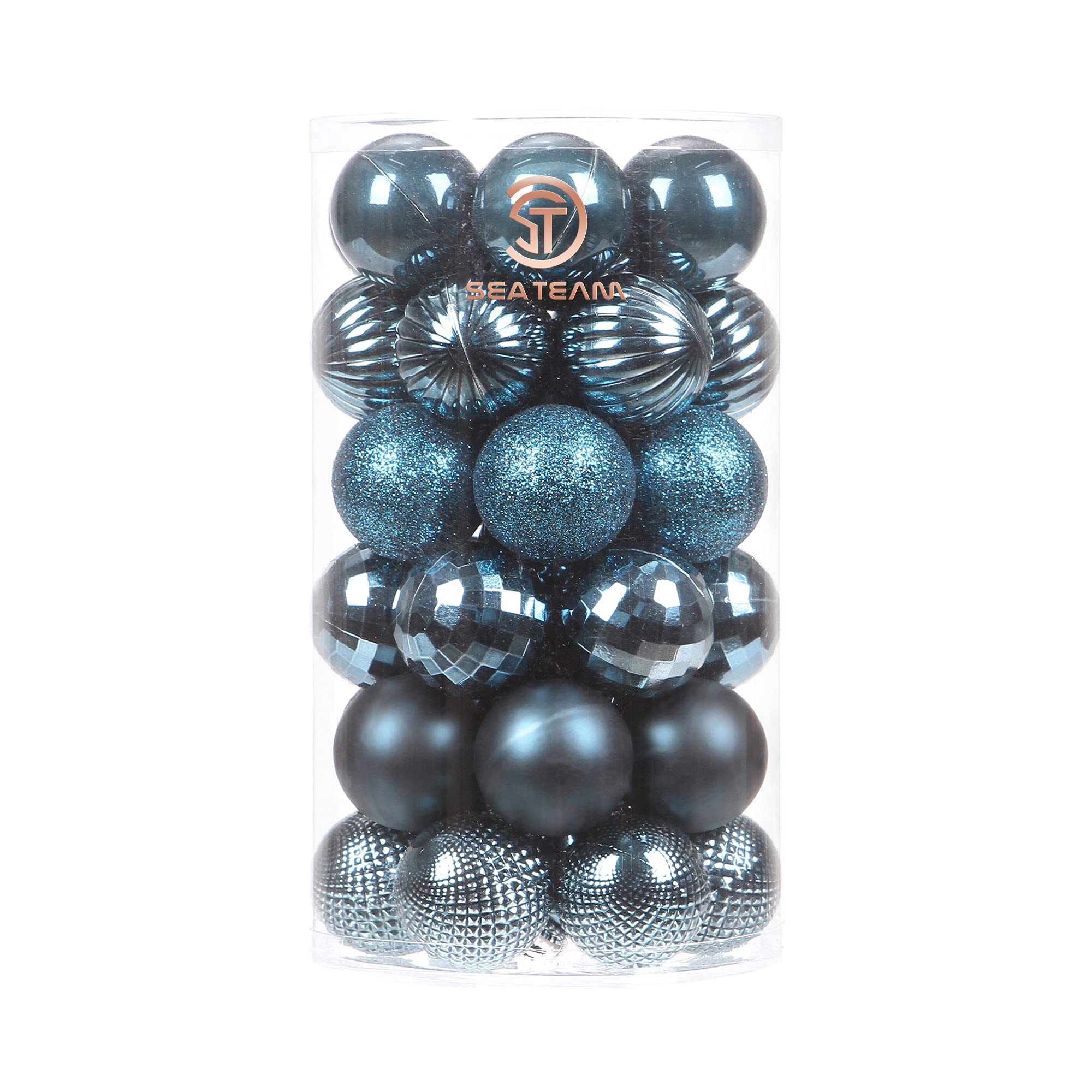 Sea Team 41-Pack Christmas Ball Ornaments with Strings, 40mm/1.57" Small Size Baubles, Shatterproof Plastic Christmas Bulbs