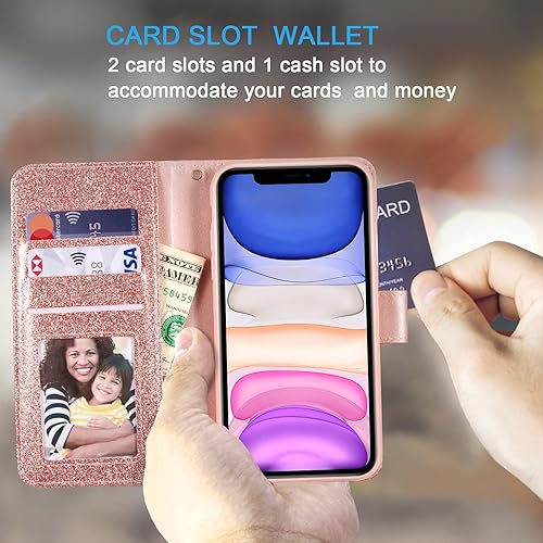 Miniatura 9 de UEEBAI Wallet Case for iPhone SE3 5GiPhone 7iPhone 8iPhone SE2, Premium Glitter PU Leather Phone Case Card Slots Kickstand Case Magnetic Closure