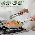 NutriChef 18-Piece Ceramic Nonstick Cookware Set, Detachable Handles, PTFE-Free, Induction Compatible Pots & Pans, Oven Safe, Stackable Space-Saving, Sage
