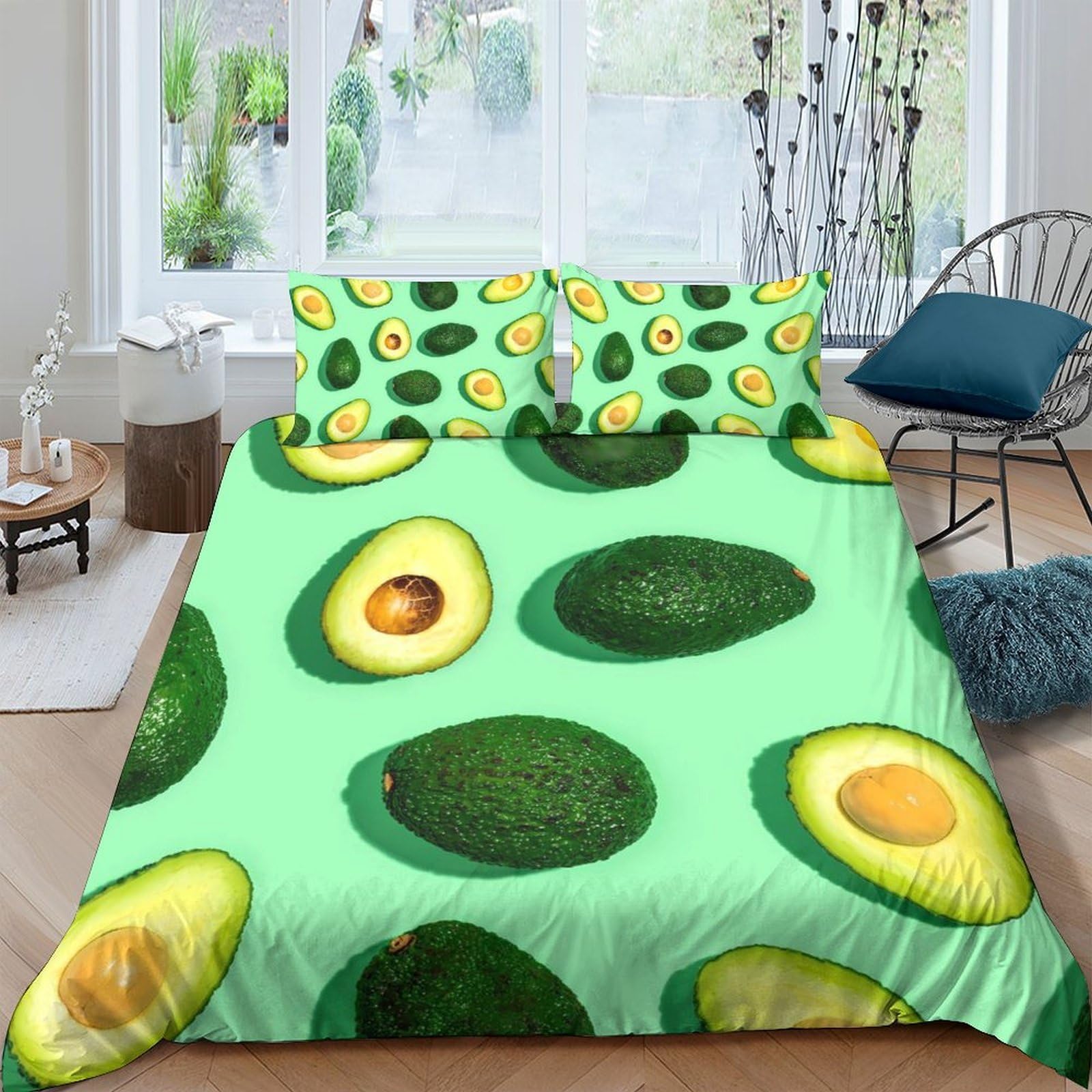 Ctjqhvkz Style-3 3D Printed Avocado Pattern Fitted Sheet Microfiber Soft Decorative Fruit Bed Cover For Bedroom Dorm Mattress Protection Single（135X200cm）