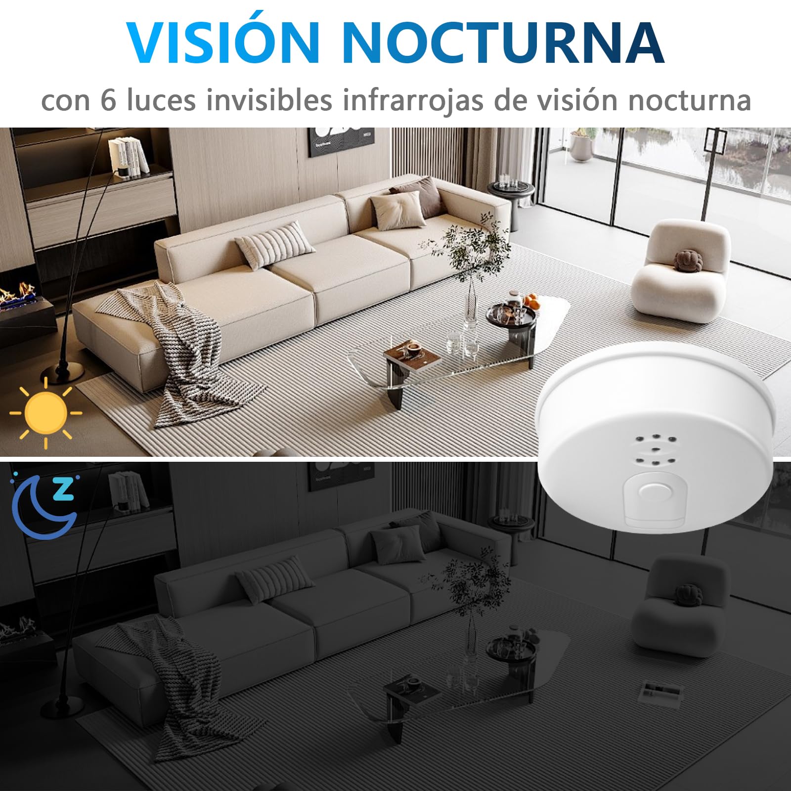 LXMIXMI Cámara Oculta con Wi-Fi 5G, Cámara Oculta en un Detector de Humo, Minicámara Espía con Wi-Fi de 1080P HD con Visión Nocturna, Detección de Movimiento y Grabación en Bucle