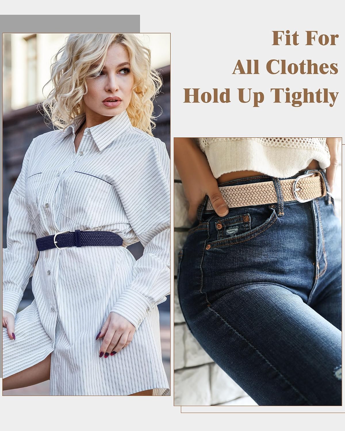 SATINIOR 4 Pack Stretch Belt Women Men Woven Braided Waist Band for Women Dress Tights Golf Casual Pants Shirts Jeans