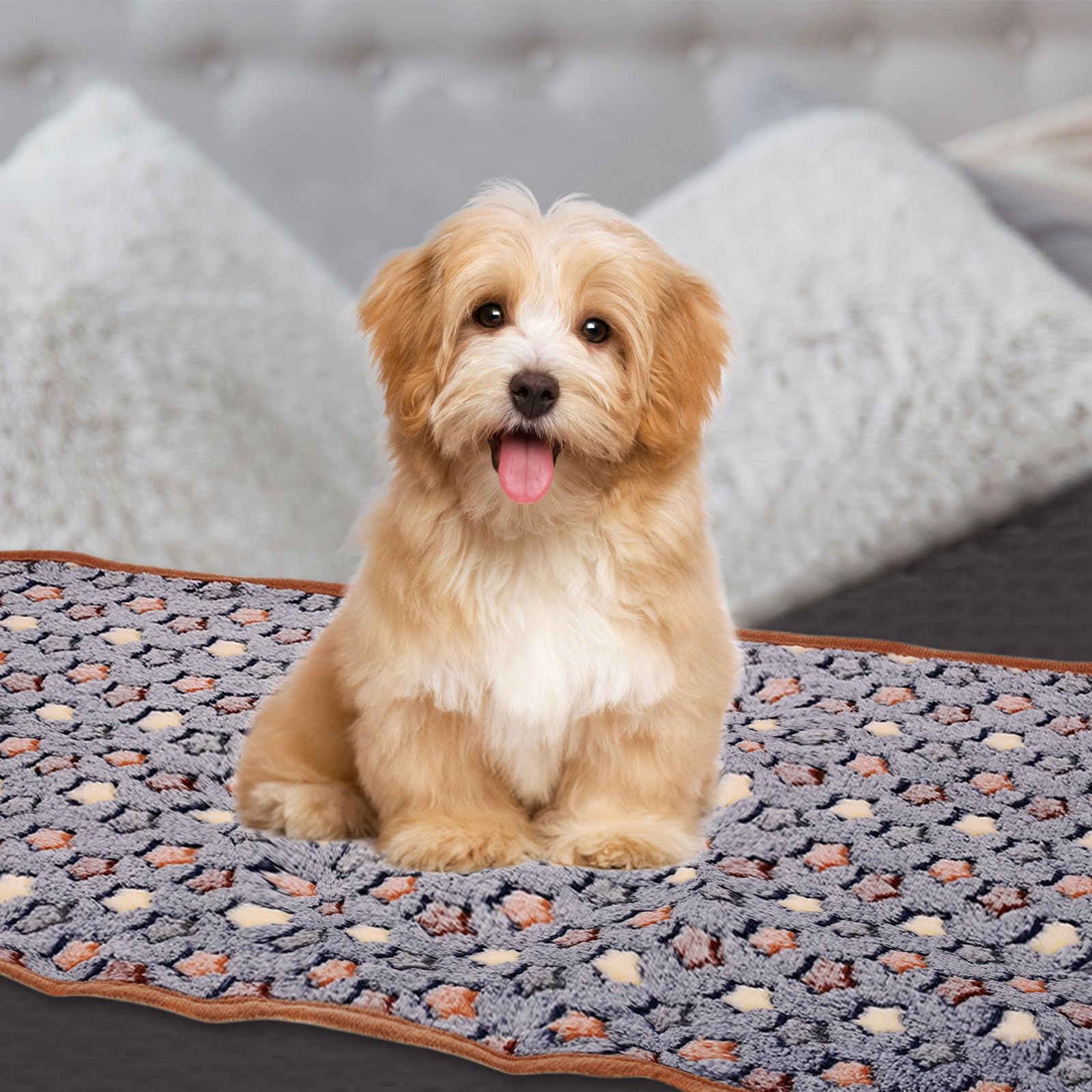 sourcing map Dog Cat Bed Blanket, 40x60cm Soft Plush Fluffy Flannel Star Printed Throw Warm Pet Cover Kitten Blankets, for Medium Small Indoor Dogs Cats Sofa Bed (Blue, 1 Pack 3) โ image 1