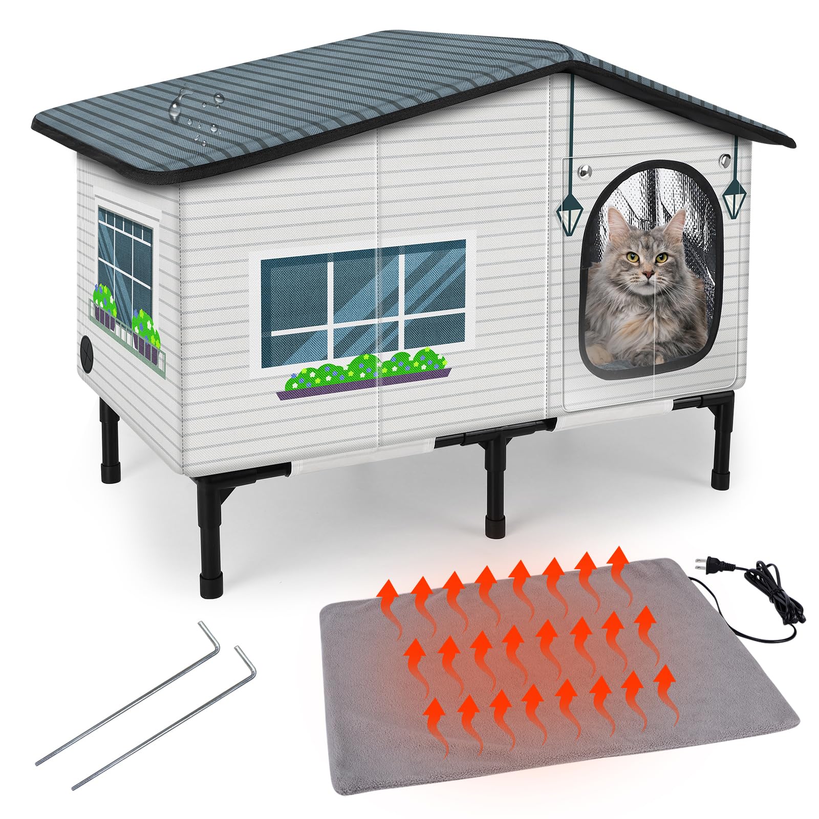 Amazon.com : GASUR Weatherproof Heated Cat House for Outside Cats