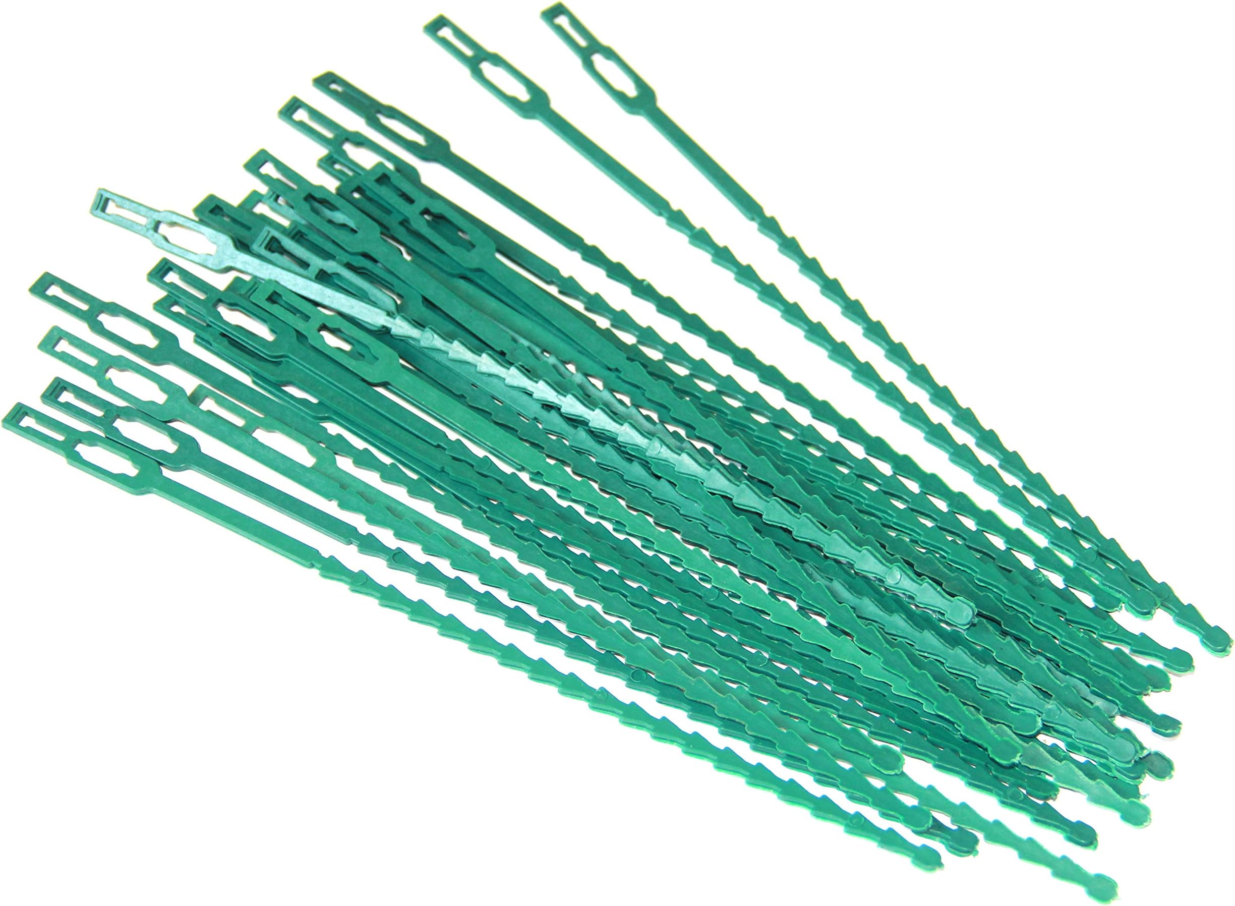 Pack of 30pc Green Plastic Gardening & Plant Ties, Adjustable, Flexible, 8.5" Green Color Plastic