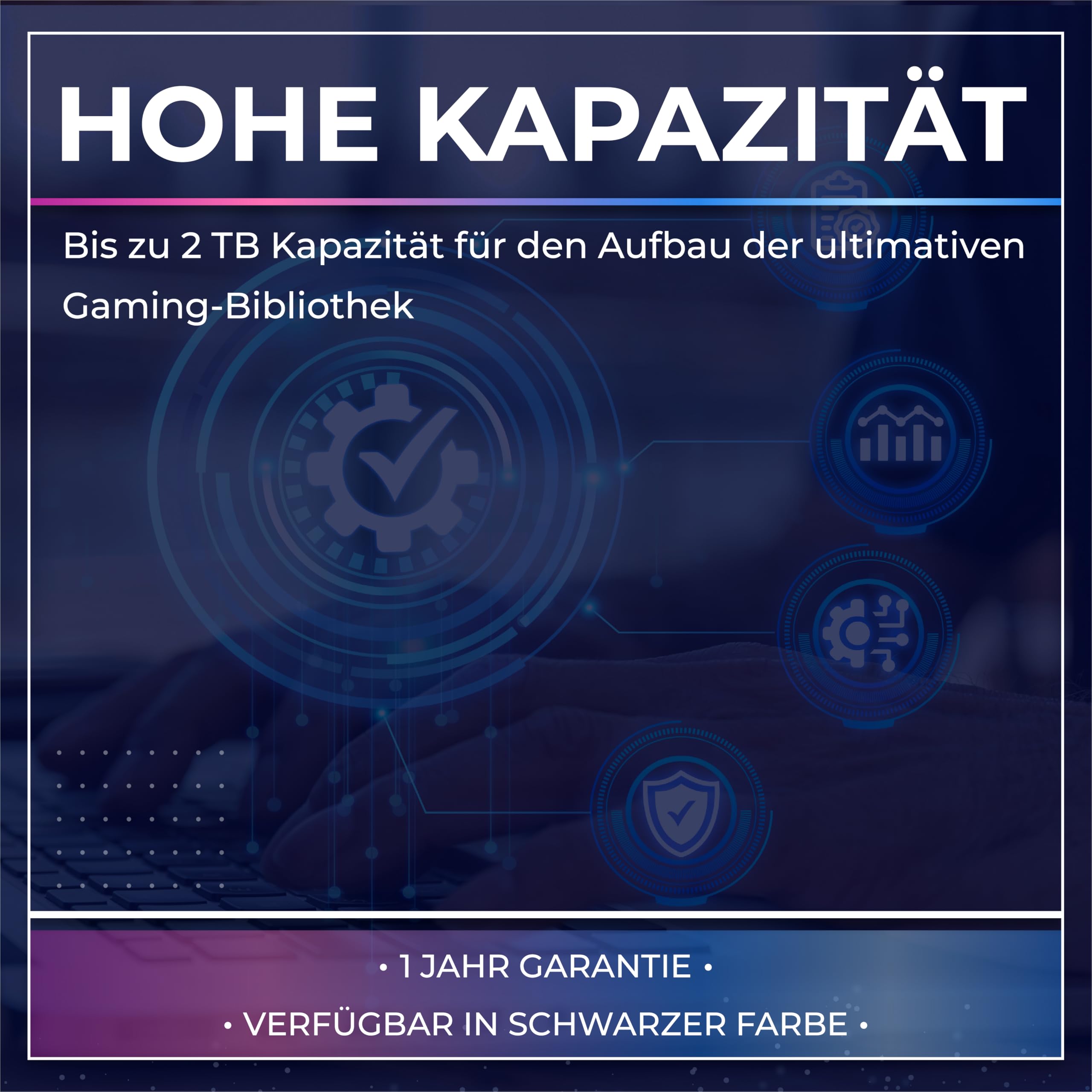 Storite 1 TB externes Gaming-Laufwerk, 2,5-Zoll-Festplatte, tragbare Externe USB 3.0-Festplatte, Speicherung und Sicherung, Game Drive für PS4, PS3, PC-Spiele, Android (Schwarz)