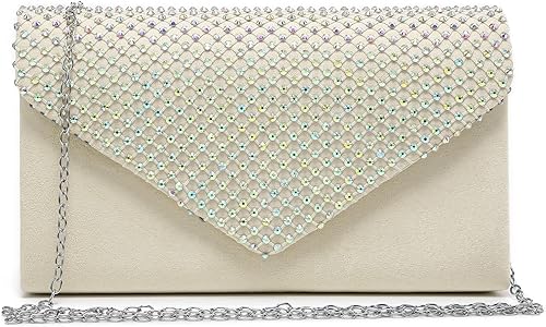 Dasein Bolsos de noche con diamantes de imitación brillantes para mujer, bolsas de embrague para graduación, cóctel, fiesta, boda, compromiso