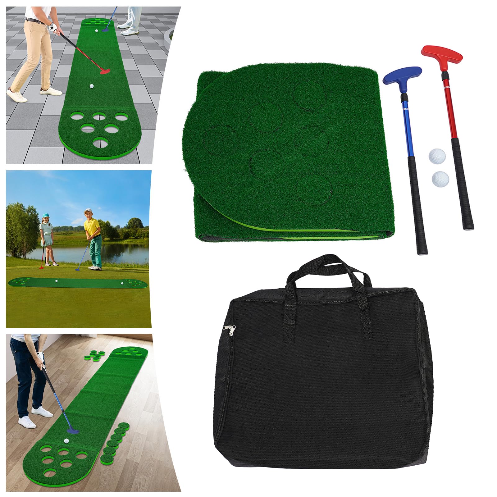 Mini Golf Course, Putter Golf Pong, Golf Game, Putting Green Indoor,with 2Golf Balls, 2 Golf Cups Golf Putting Mat, Golf Stuff