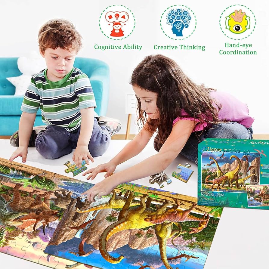 Amazon.com: RANSUNN Dinosaur Puzzles for Kids Ages 4-8 Year
