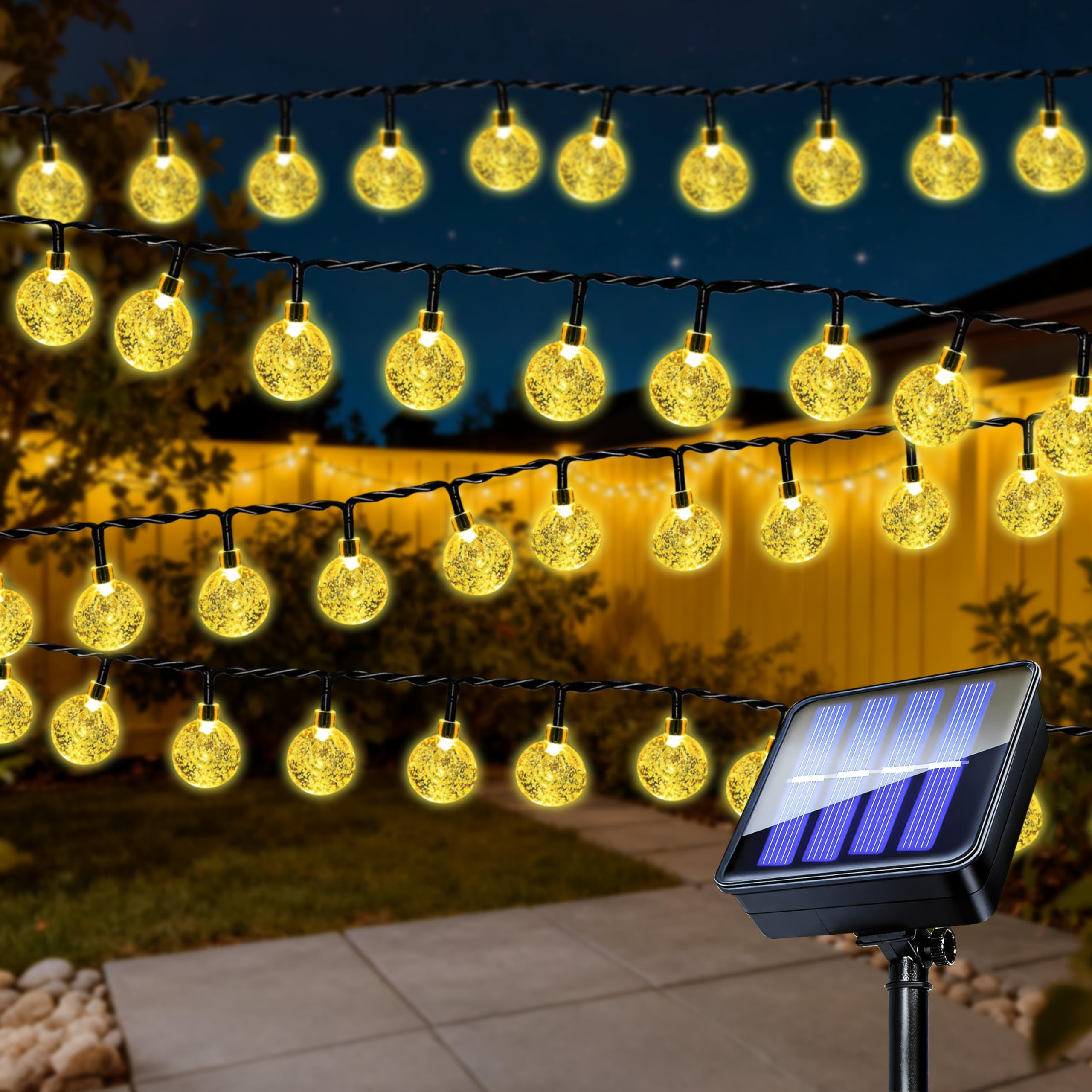 Xcdhemde Solar Lichterkette Außen- 7M- 50LED, Solar Lichterkette Outdoor Wetterfest- IP65, Weihnachtsbeleuchtung Außen -8 Modi, für Weihnachtsdeko, Hochzeiten, Partys, Gärten, Terrassen und Patios