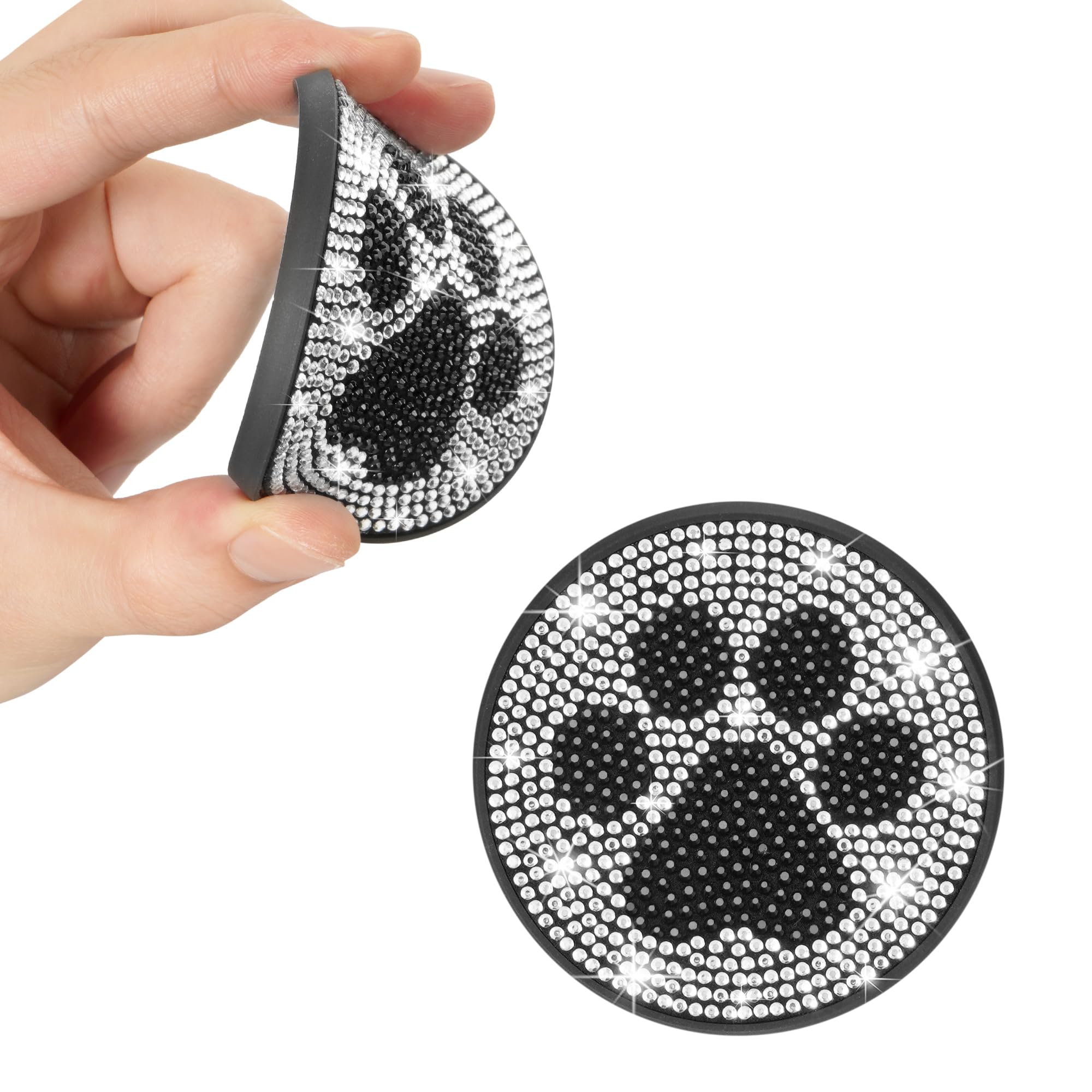 Bling Car Coasters for Cup Holder 2 Pack 2 75 Sparkling Drink Inserts - Non-Slip Crystal Car Interior