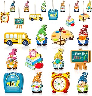 24 Pcs Back to School Ornaments Wooden Hanging Banner Decorations Back to School Decorations First Day of School Classroom Hanging Decor Back to School Decorative Hanging Ornaments, 12 Styles