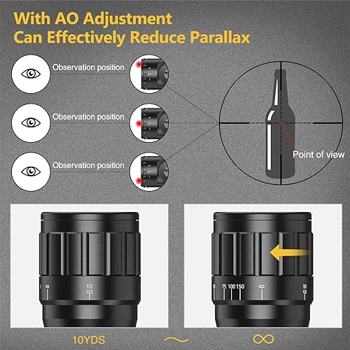 Vista 9 de CVLIFE Alcance del rifle 6-24x50 AO rojo y verde iluminado largo alcance para la caza con anillos de alcance