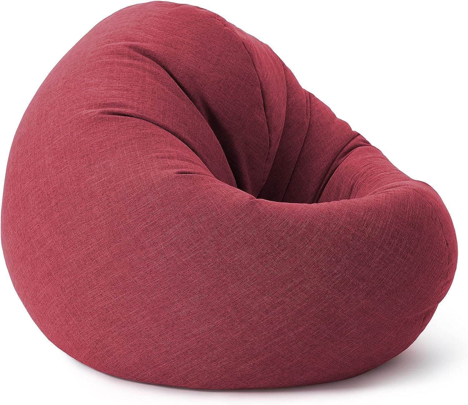 Lumaland Puff Pera Redondo Grande 120 x 80 x 75 cm | con Relleno Incluido 300l | Sillón Relax de Lino para Interior | Sofá Redondo Ideal para Salón y Habitación [Rojo]