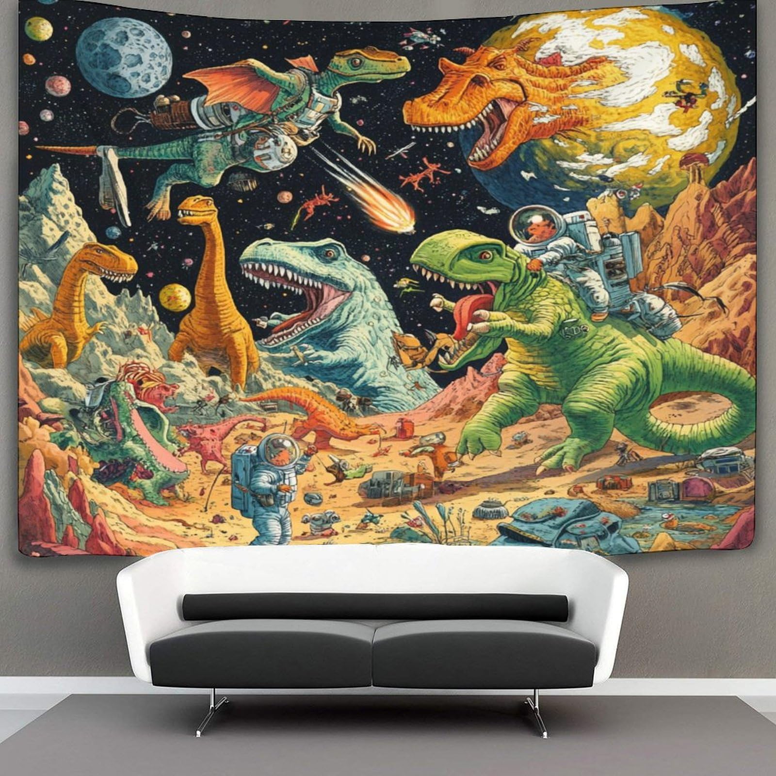 kaiyun Astronaut, Dinosaur Tapestry Outer Space Wall Hanging Bedroom Home Decor 70cmx100cm
