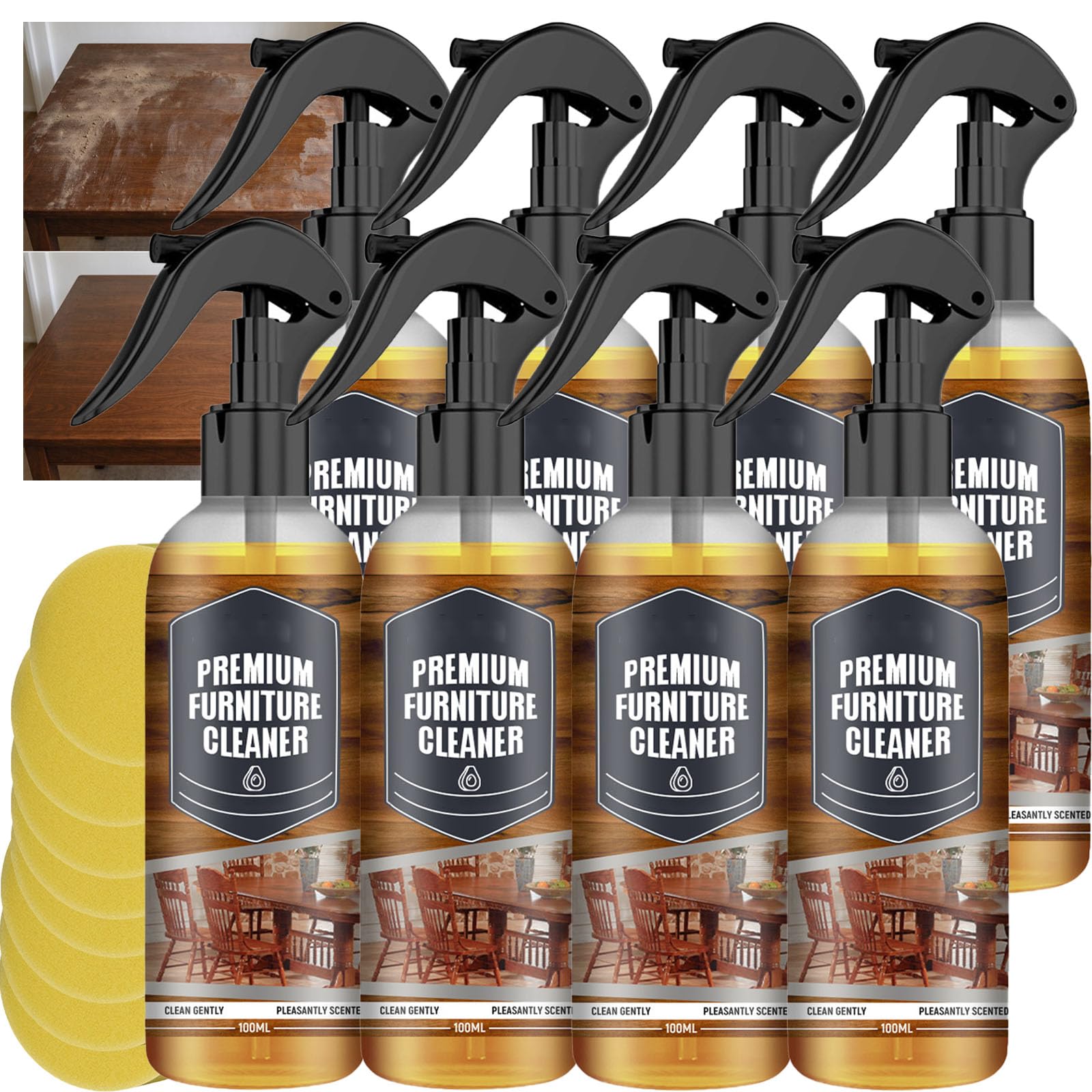 Detergente per mobili premium, detergente per pavimenti e lucidatura per legno, laminato di legno duro e schiarimento di bambù, smacchiatore per piastrelle di ceramica e marmo (8PCS)