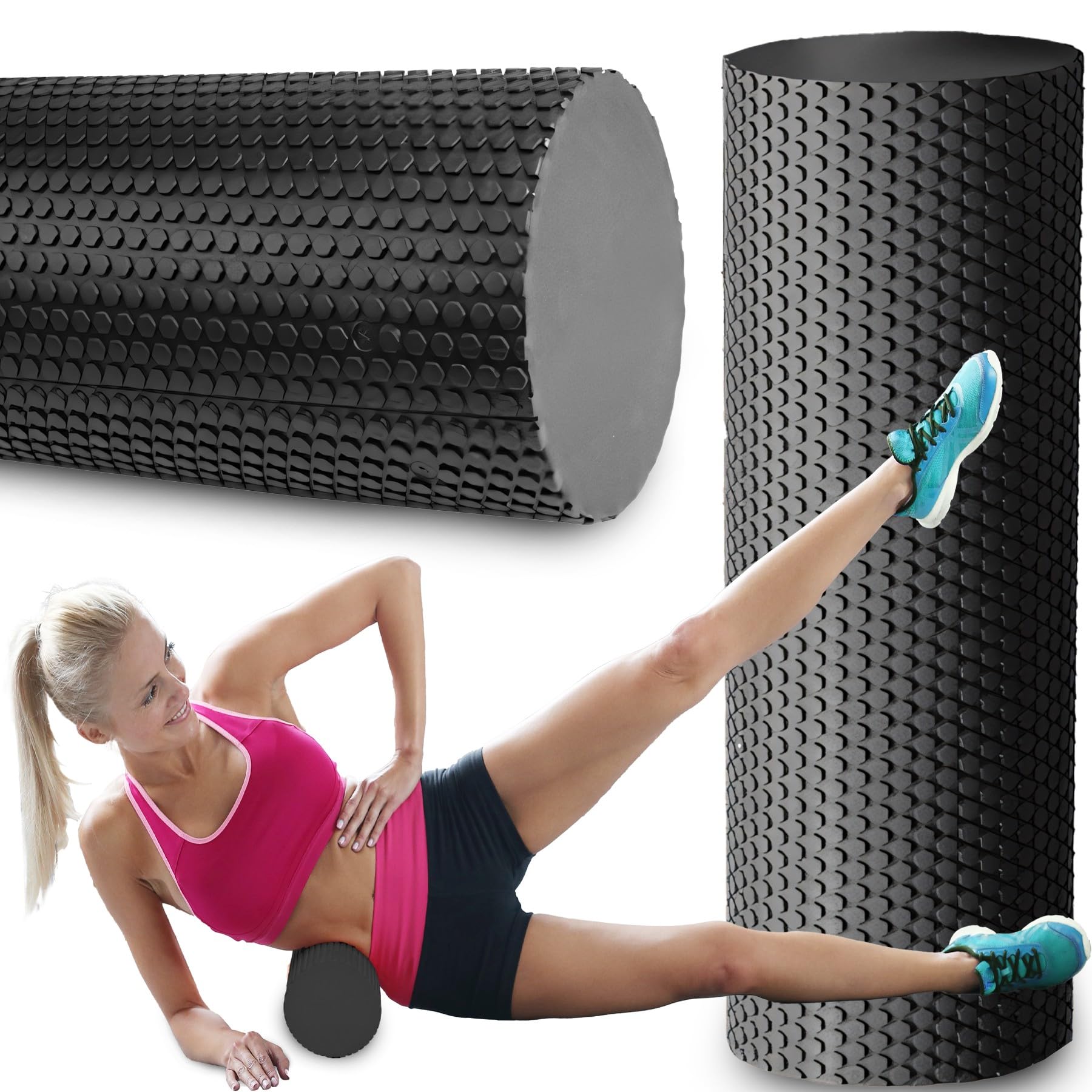 Retoo Faszienrolle Standard mittlere Härte, 45x14 cm, Fitness-Rolle zur Selbstmassage von Rücken und Beine, Entspannung und Regeneration, ideal für funktionales Training Physiotherapie und CrossFit