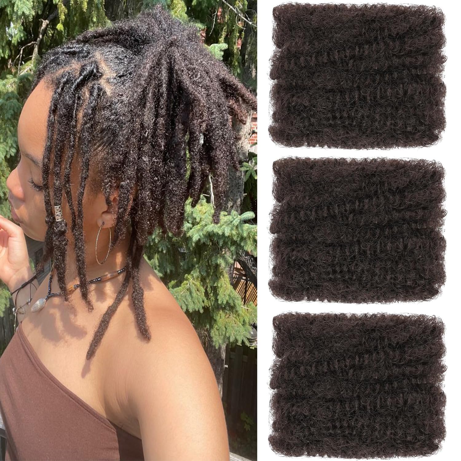 Mscat 16 Inch 3 Bundles Afro Kinky Curly Braiding For Spring Twist Hair Dreadlocks Extensions Repair Locs 4#