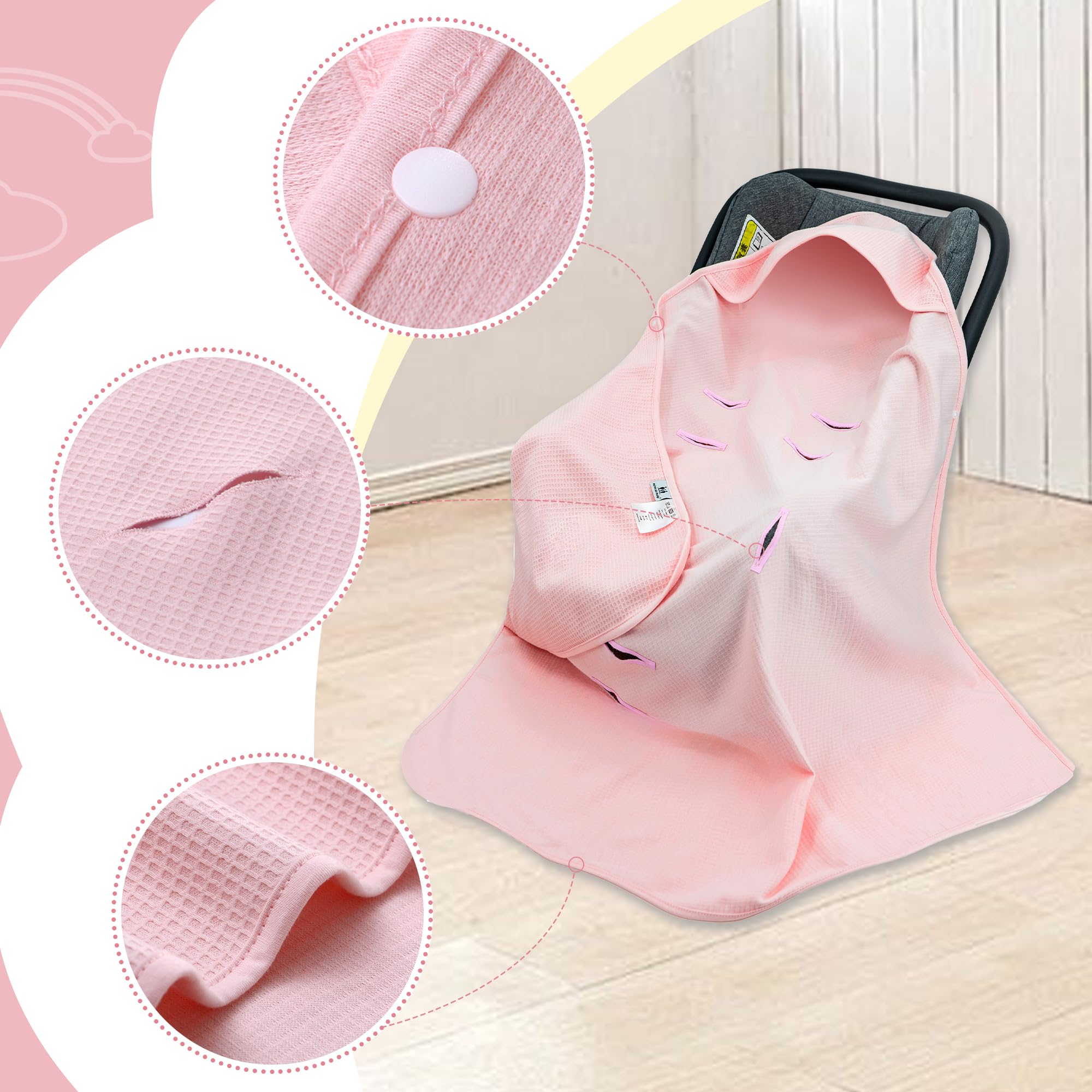 Coperta per ovetto, passeggino, 90 x 90 cm, in tessuto a nido d'ape, universale, per seggiolino auto