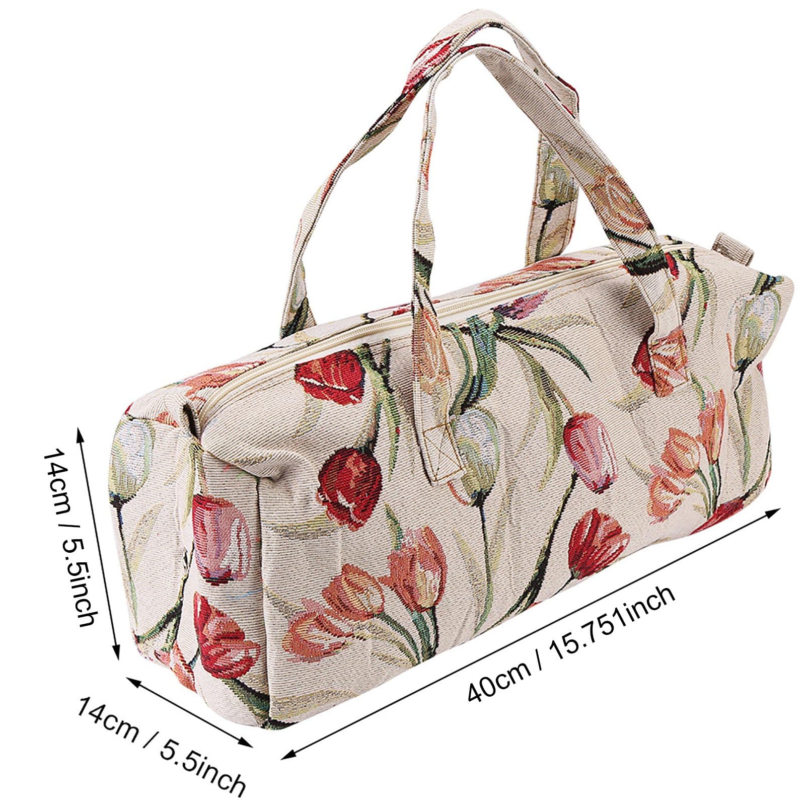 Gegong Borsa portaoggetti fatta a mano per ferri da maglia, in tessuto jacquard con fiori viola, rosa, per trucco, scrivania, viaggi, camera da letto, soggiorno (rosa jacquard)