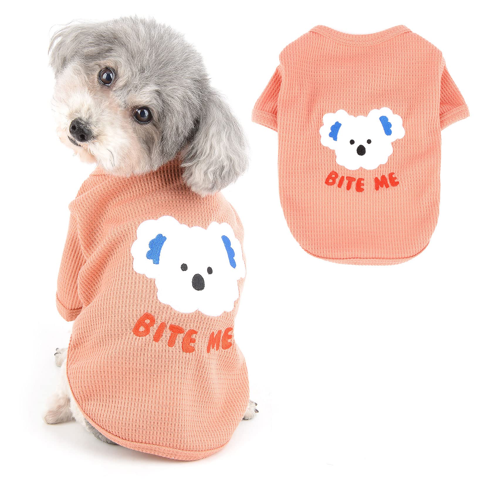 Ranphy Waffle Dog T-Shirt for Dog Small Girls Puppy Clothing with Bear Pattern Pet Cooling Breathable Costumes Cats Apparel, Red, M