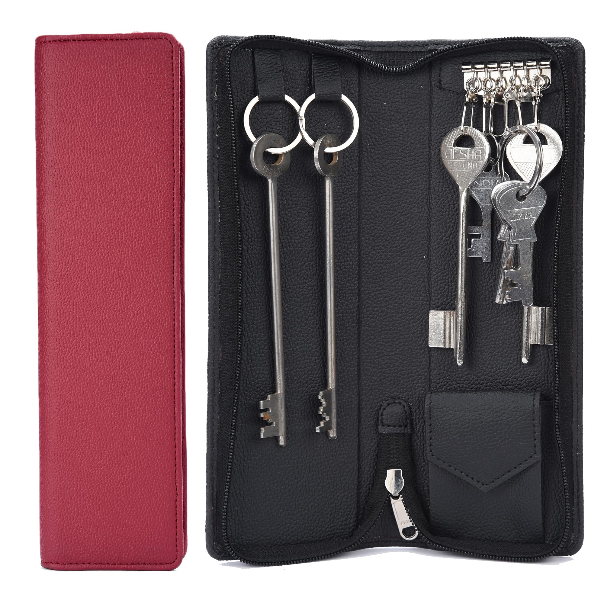 pu leather key pouch key pouch case wallet keychain key pouch holder men & women durable bank locker