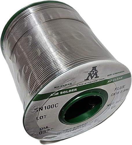 Miniatura 2 de AIM Soldadura de alambre, SN100C, sin plomo, sin limpieza, flujo CX18 2.5%, 0.032 "pulgadas de diámetro, carrete de 1 libra