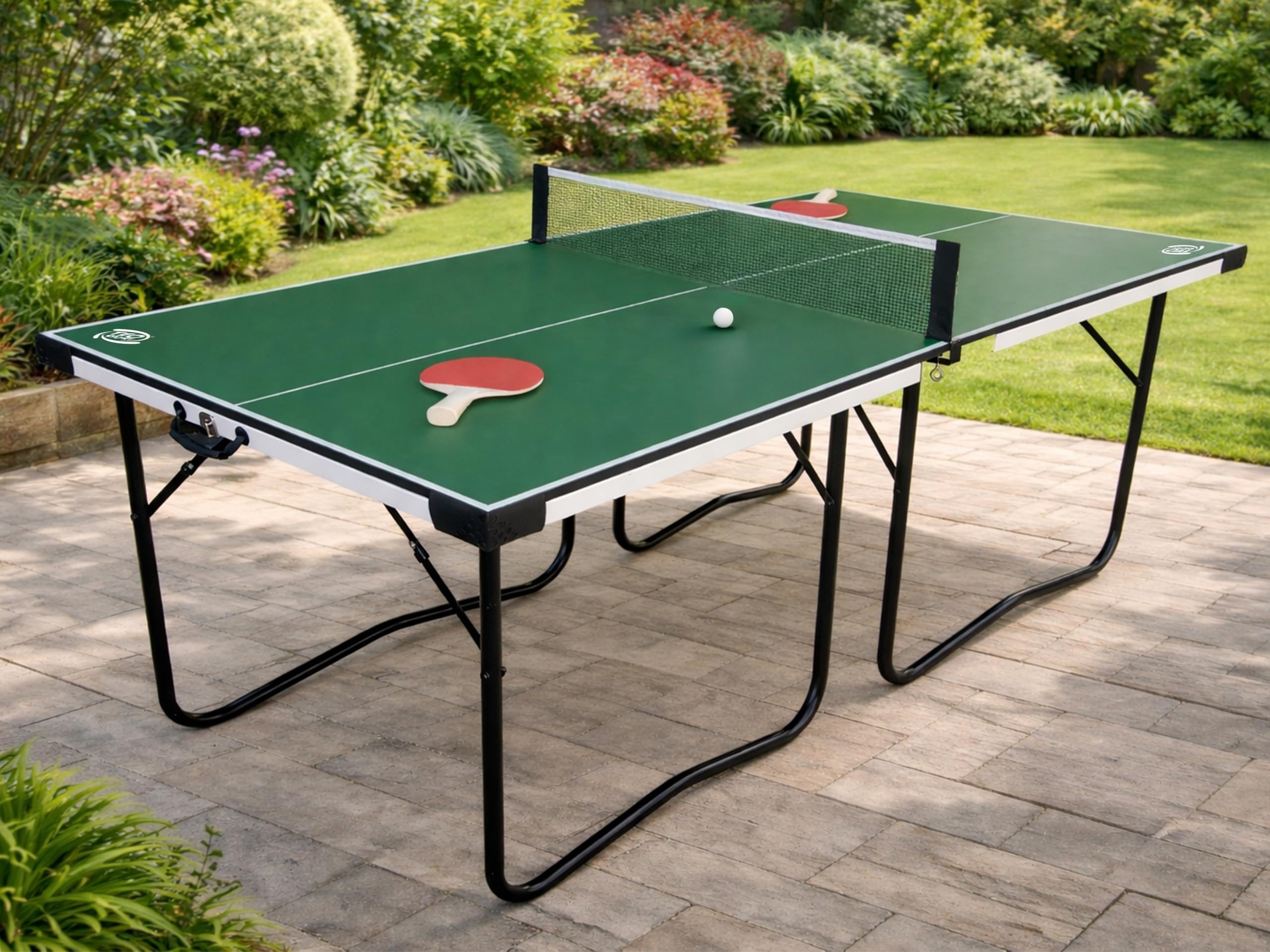Teorema Giocattoli - Tavolo da Ping Pong Pieghevole Salvaspazio, Misure 182x86.5X75 cm, Tavolo Ping Pong esterno e interno con Set Completo: Rete, 2 Racchette e 2 Palline, Facile da Trasportare
