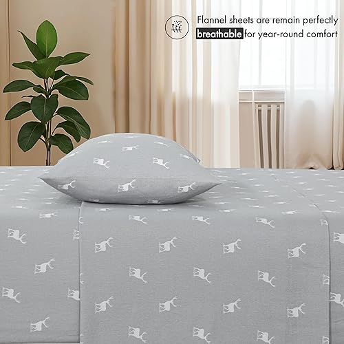 Vista 3 de RUVANTI Sábanas de franela 100% algodón King 4 piezas Celestial Stag Ciervo celestial