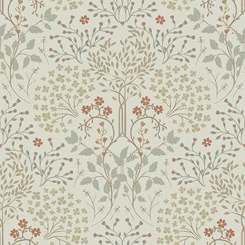 ICOOP William Morris Wallpaper Vintage Floral Peel and Stick Wallpaper Beige Victorian Boho Floral Contact Paper for Cabinets Neutral Farmhouse Cottage Wall Paper for Bedroom Living Room 17.5"x80"
