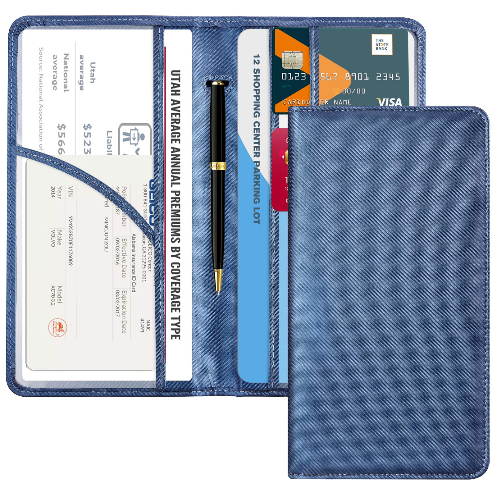 CoBak Car Registration and Insurance Holder | Vehicle Glove Box Organizer, Auto Truck Compartment Document Case with Magnetic Closure for Insurance &amp; Driver License