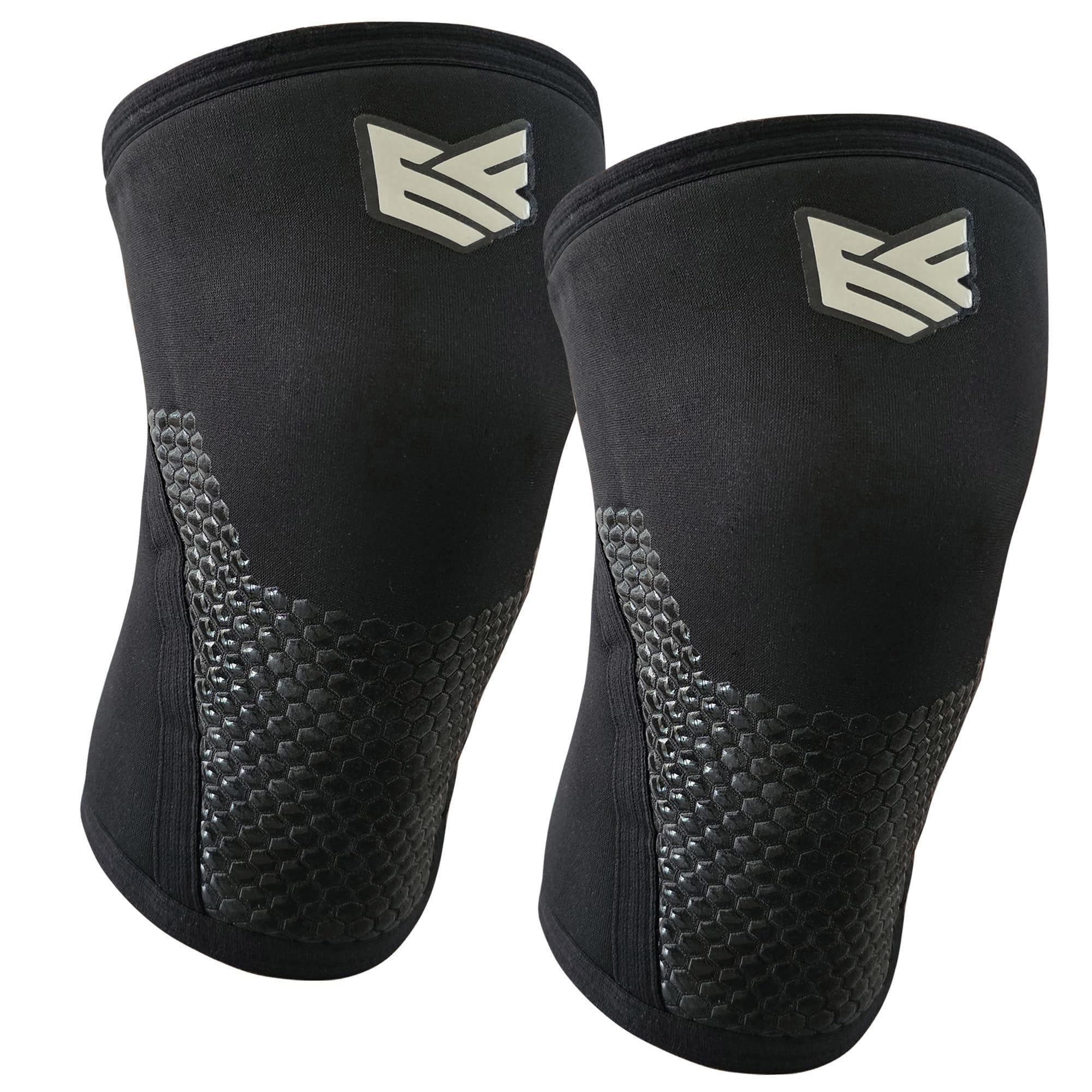 Rodilleras de neopreno 7mm, Rodilleras de compresion antideslizantes para gimnasio y crossfit, ideales para levantamiento de pesas y powerlifting(PAR) (Negro, mediano)