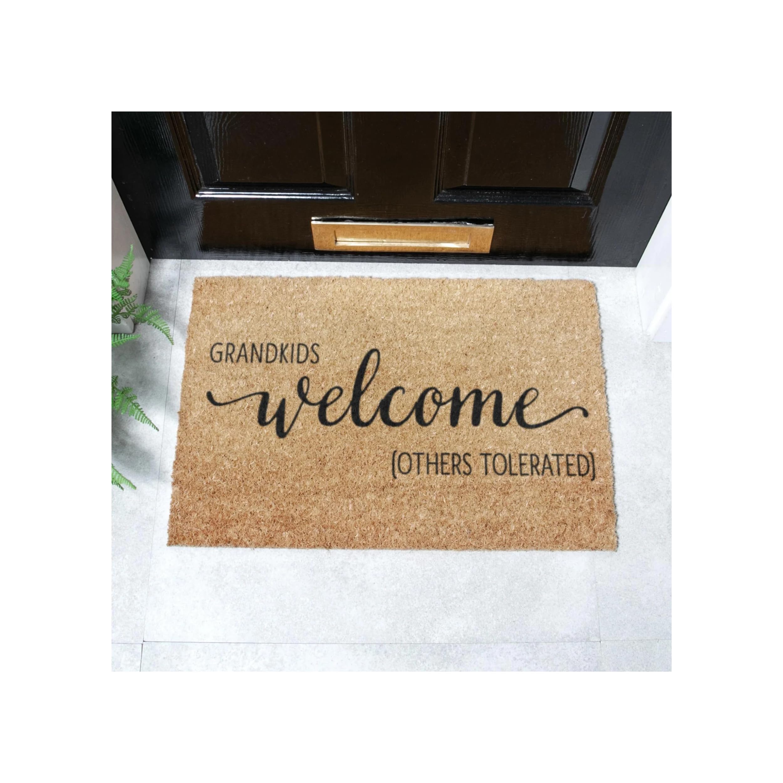 Artsy Mats - Grandkids Welcome Others Tolerated - Made from Tufted Coconut Fibre - Non-Slip Natural Rubber Backed Door Mats Indoor - Heavy Duty, Decorative Outdoor Mats (60x40cm)