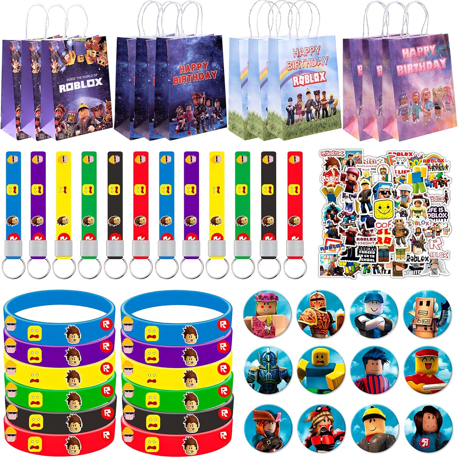 98pcs Theme Birthday Party Supplies Included12 Bracelets,Pins,Keychains,gift bags,50 Stickers for Theme Gifts,for Best Party Supplies 98pcs Theme Birthday Party Supplies Included12 Bracelets,Pins,Keychains,gift bags,50 Stickers for Theme Gifts,for Best Party Supplies