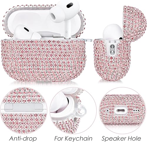 Miniatura 5 de VISOOM Funda brillante para Airpods Pro de 2 generación  Funda de joyería linda para Airpods Pro 1 2 con llavero con purpurina para mujer, fundas de