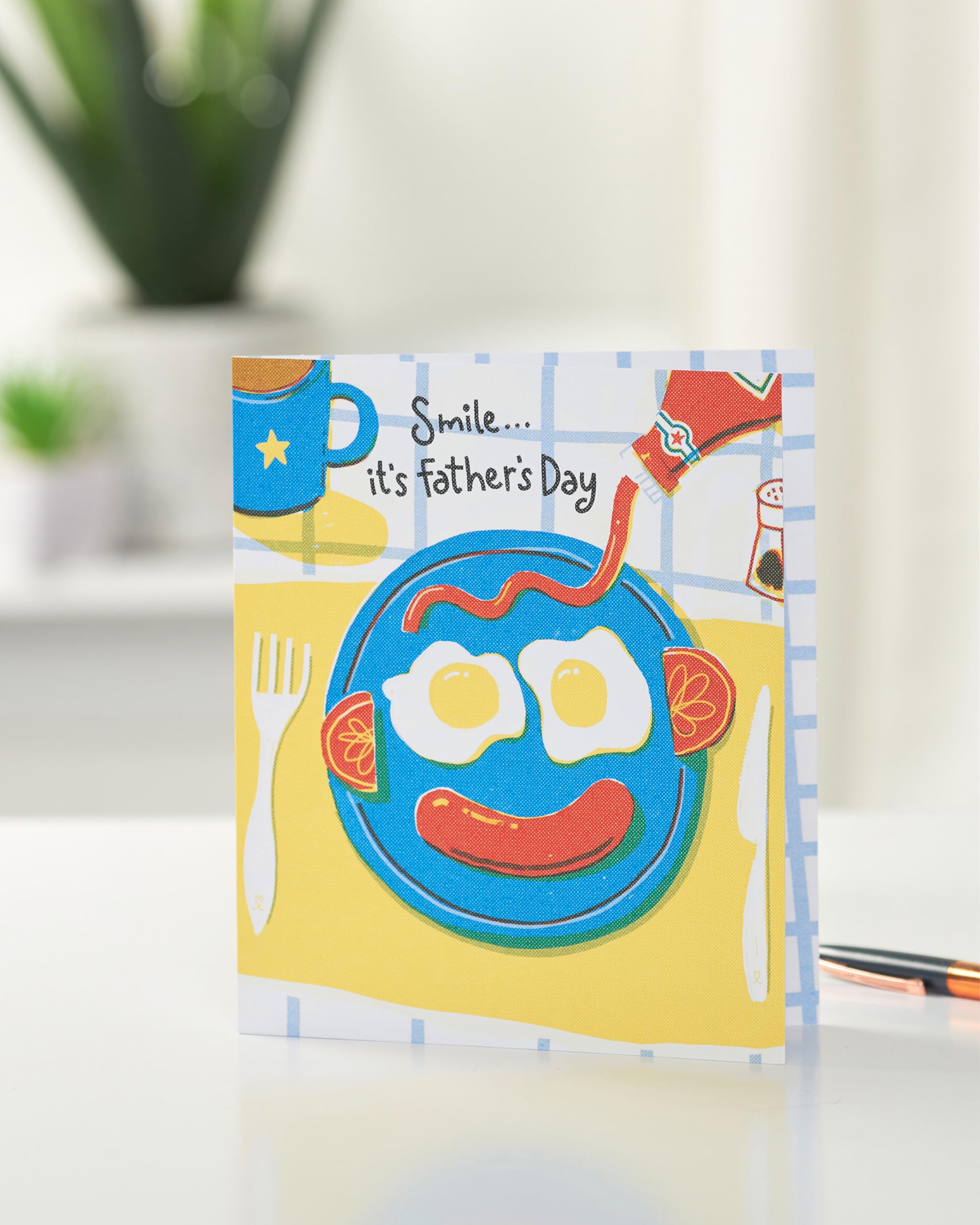 UK Greetings | Father's Day Card For Him | Card For Dad, Grandad, Husband | Him, Boys, Men | Funny Breakfast Design | With Envelope | 15.9x18.4 Cm