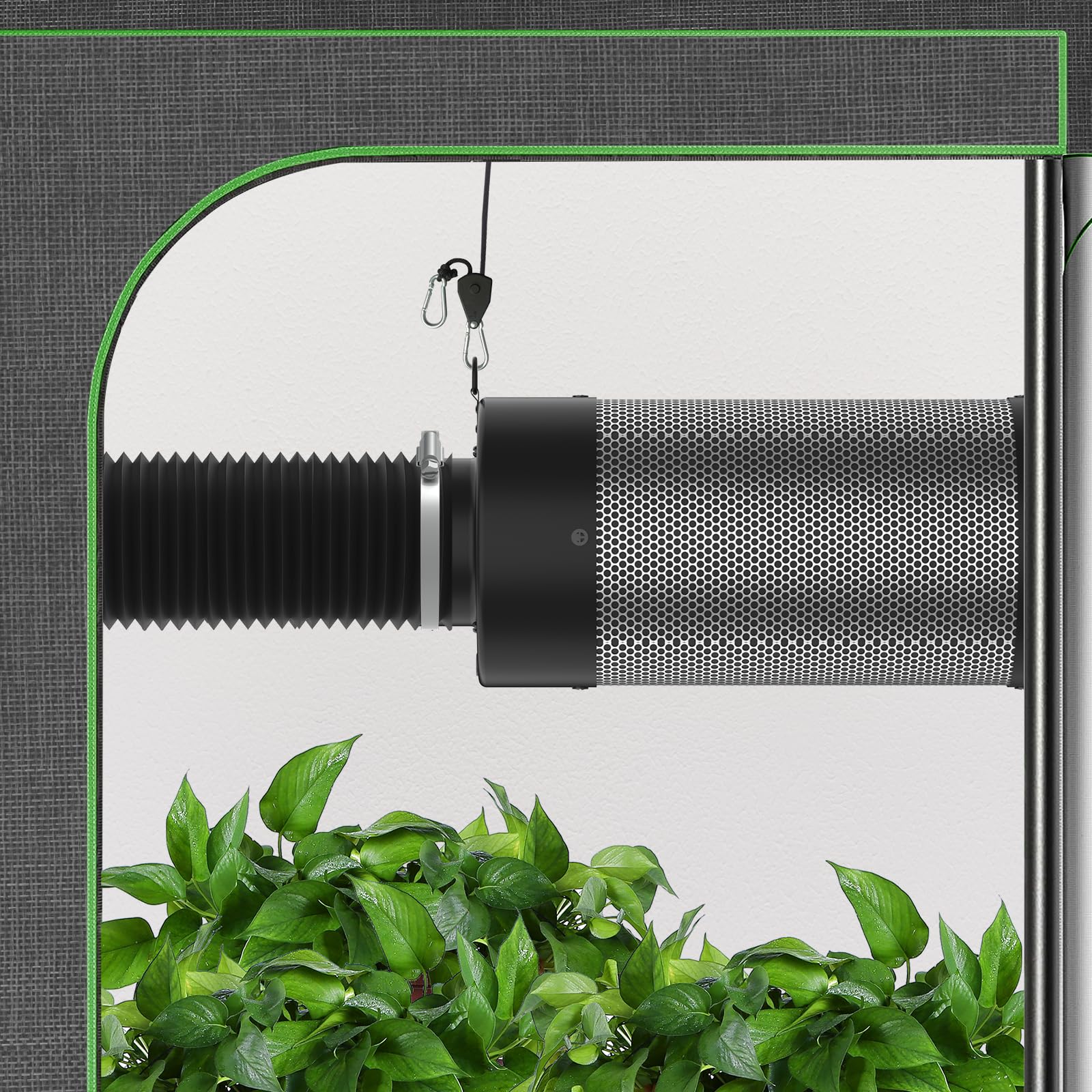 Filtro de Carbono de Aire+Ventilador de 4 Pulgadas, Filtro de Carbono 2 en 1 con Ventilador Incorporado. Carbón Virgen Australiano, Filtro de Carbono para Tienda de Cultivo, hidroponía, con