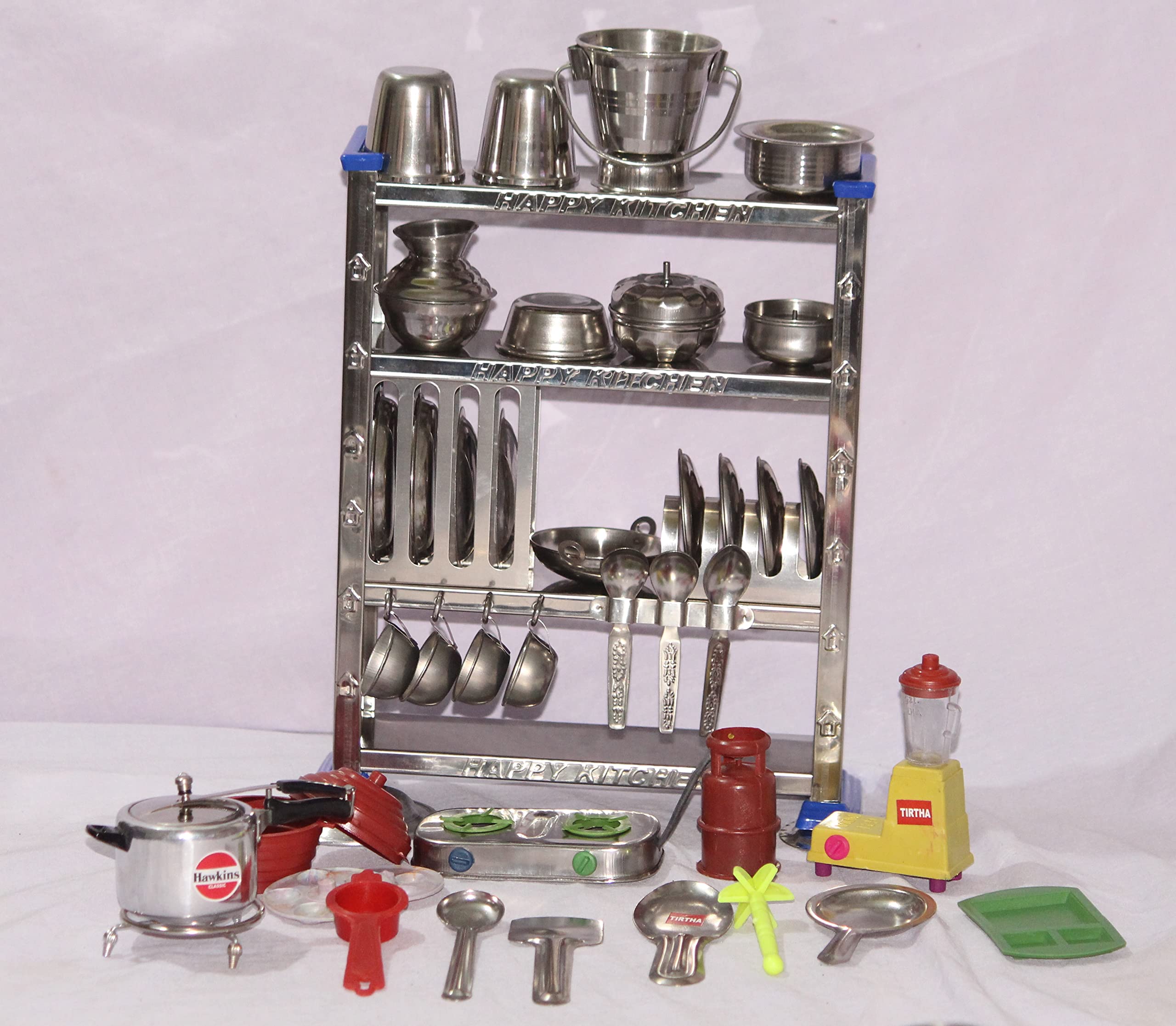 Tirtha Enterprises 37 Pcs Mini Stainless Steel Utensils Indian Kitchen Set Great Kitchen Toys for Girls Indoor Game Gift/Return Gift with Hawkins Miniature Cooker (B0BLBGH4MH) Amazon Price History, Amazon Price Tracker