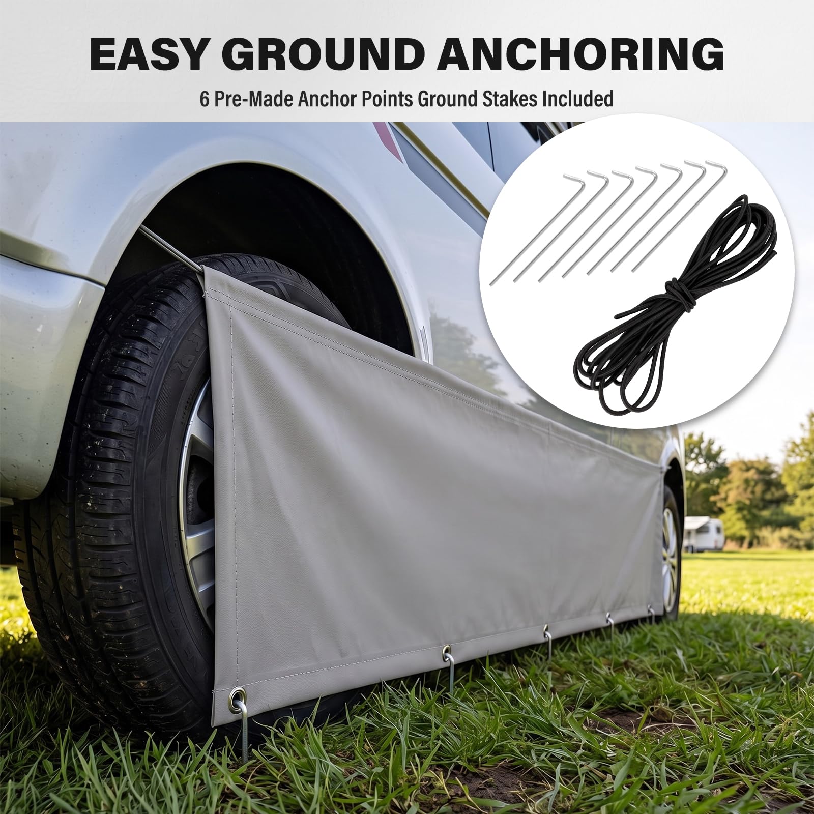 Bodenschürze für Wohnmobil und Campervan 7 x 0,5 m | Bodenmatte zum Schutz von Stellplätzen, Schmutzabweisende Unterlage für Campingplätze und Außenbereiche