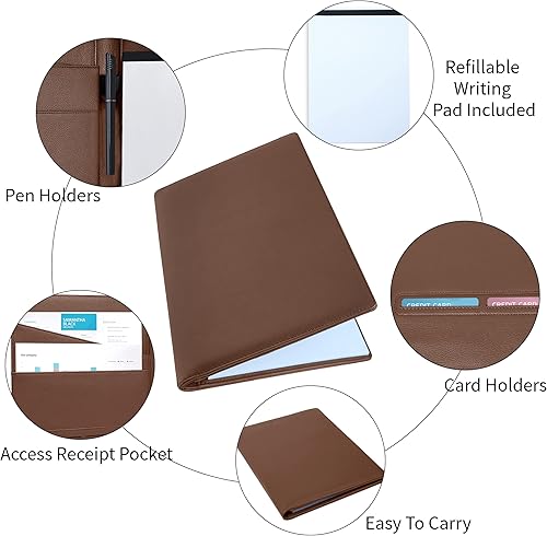 Miniatura 5 de Vetemeas Padfolio - Carpeta de portafolio, 15.9 pulgadas, color marrón, para entrevistas profesionales de negocios, hombres y mujeres, organizador