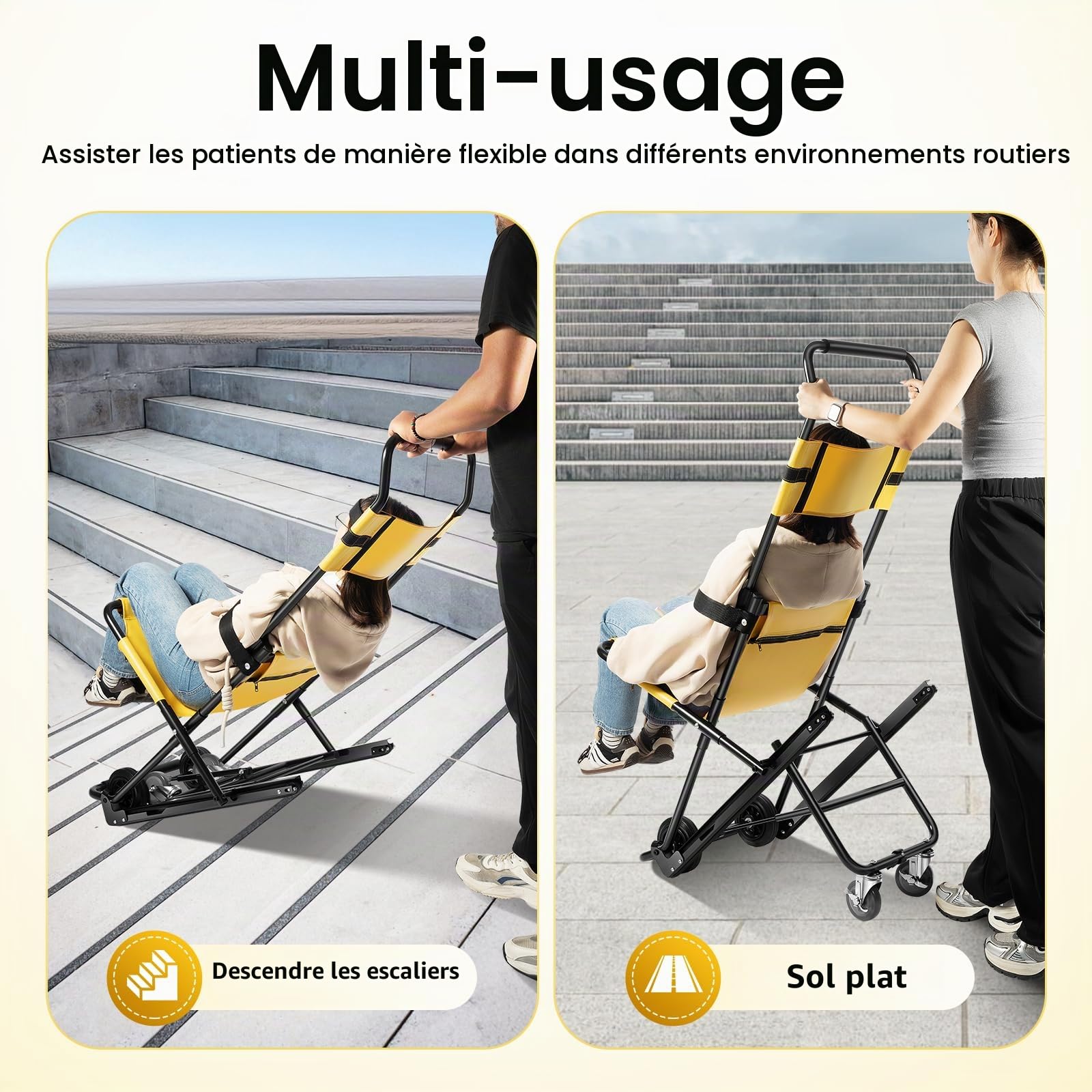 Manual Lift Stair Chair Folding Evacuation Chair Folding Stair Chair 350lb 4 Caster Lift Wheelchair