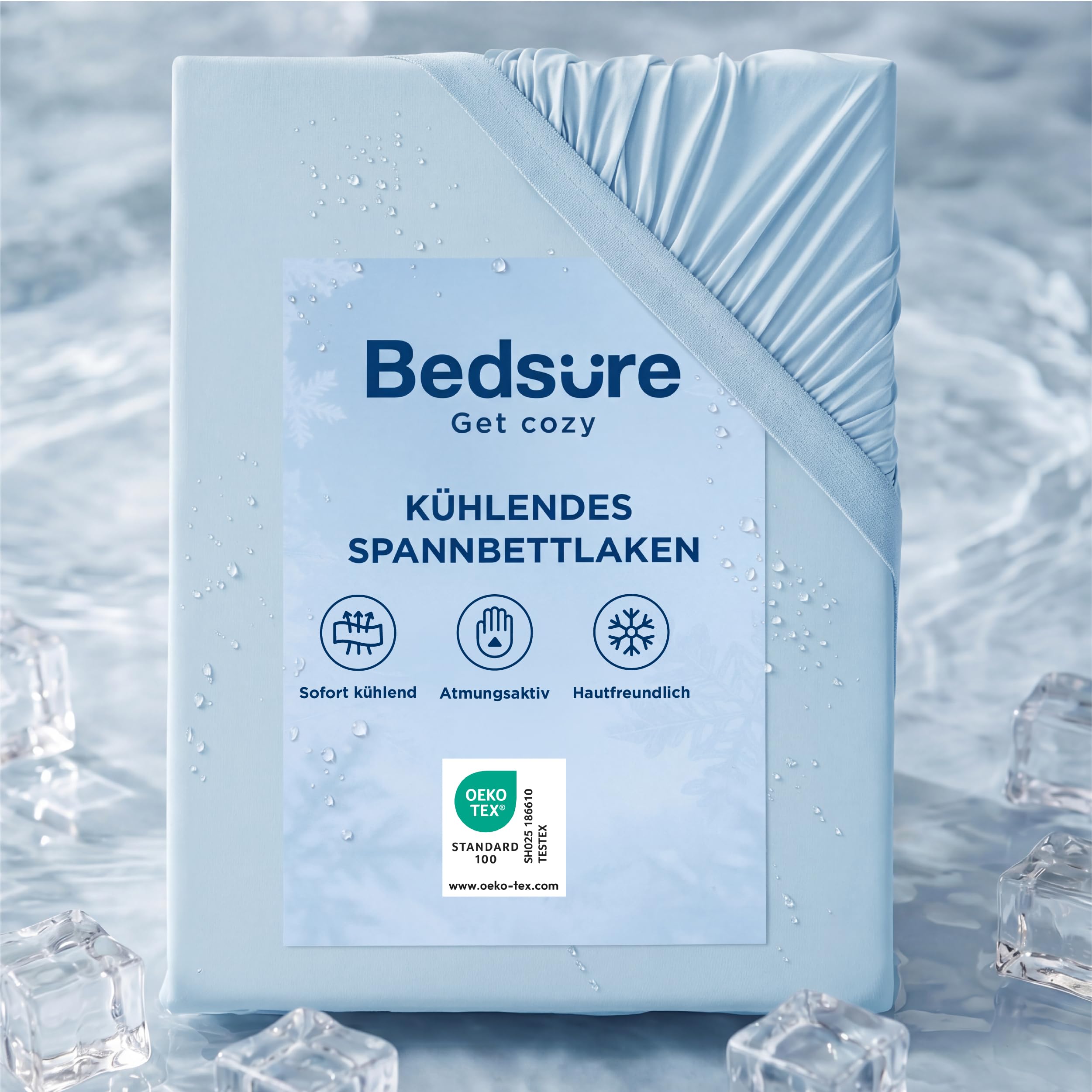 Bedsure Drap-Housse rafraîchissant 140 x 200 cm - Drap-Housse d'été jusqu'à 40 cm d'épaisseur pour Matelas épais et sommiers à Ressorts, certifié Oeko-TEX Q-Max 0.4, Beige
