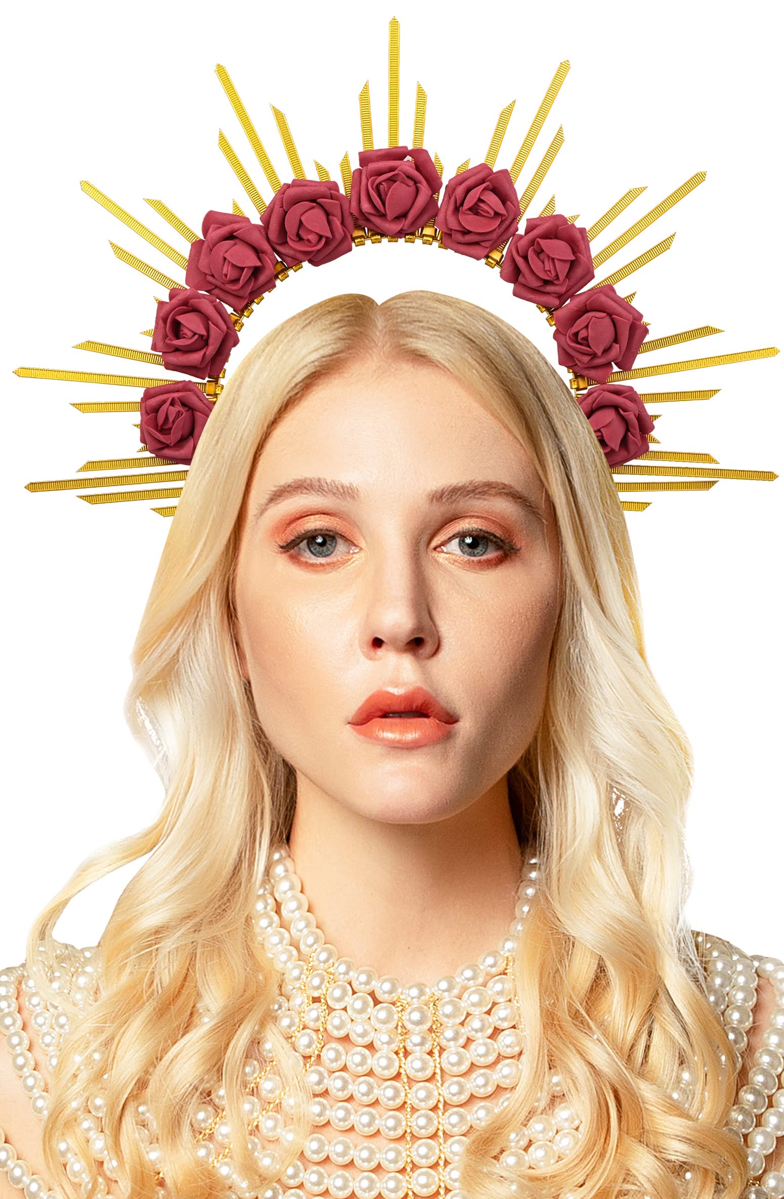 Halo Crown Headpiece Spike Headband Festival Goddess Crown Boho Wedding Halloween Costume Accessories for Women