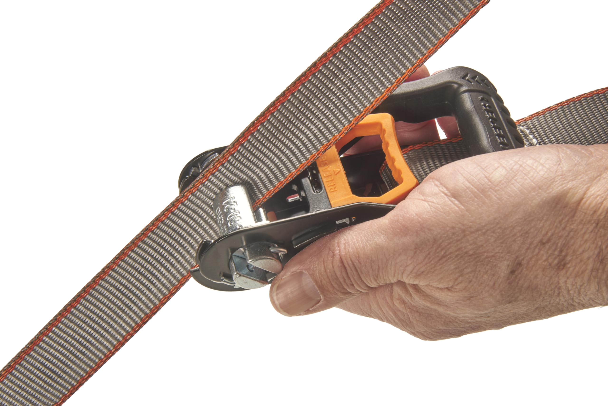 KwikFeed - Cinghie di fissaggio a cricchetto, carico e scarico rapidi, per moto, elettrodomestici, traslochi, carichi, 2,5 cm x 3,5 m, 226,8 kg WLL, fettuccia rinforzata, confezione da 2