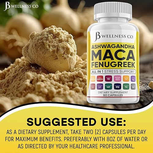 Miniatura 4 de Ashwagandha 5000mg raíz de maca 5000mg Fenogreco 3000mg Suplemento con Tongkat Ali Ginseng - Ayuda con el estado de ánimo y la salud de la tiroides