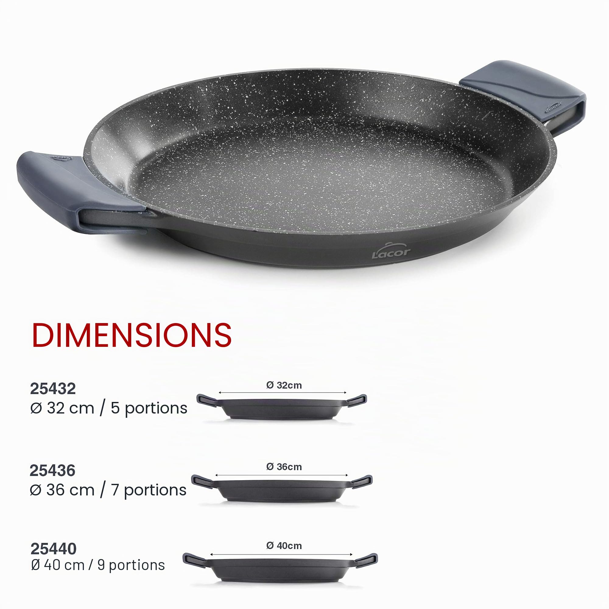 Lacor 25440 Non-Stick Eco-Stone Paella Pan, Compatible with All Hobs Including Induction and Oven, Full Induction Bottom, Eco and PFOA 40 cm, Cast Aluminium