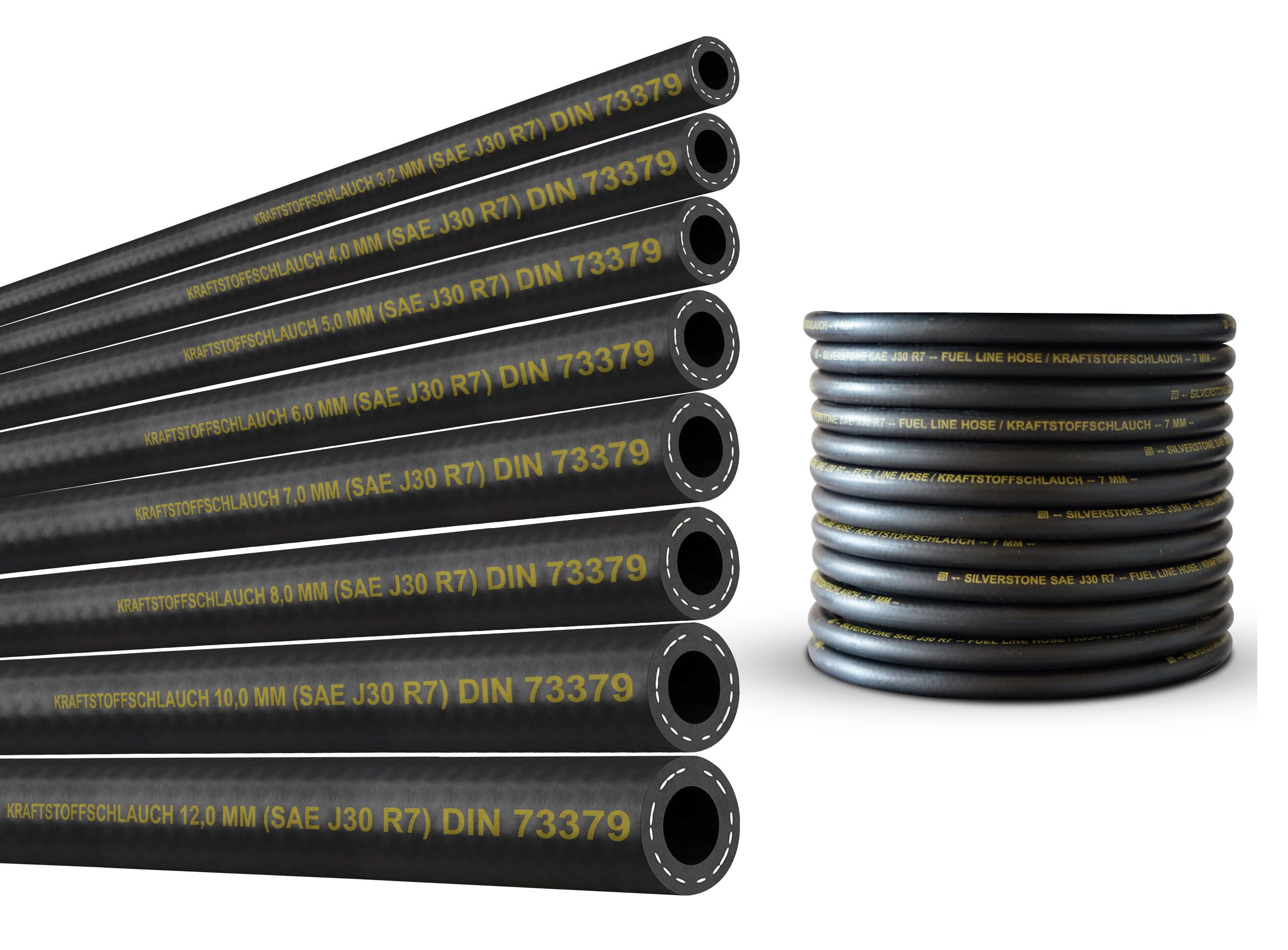 (7 mm) 2 Meter Benzinschlauch Ölschlauch Kraftstoffschlauch Dieselschlauch Kraftstoffleitung für Benzin Kraftstoff Diesel (SAE J30 R7) DIN 73379 (Innen Ø: 7,0 mm/Außen Ø: 13,0 mm (9/32" Zoll)