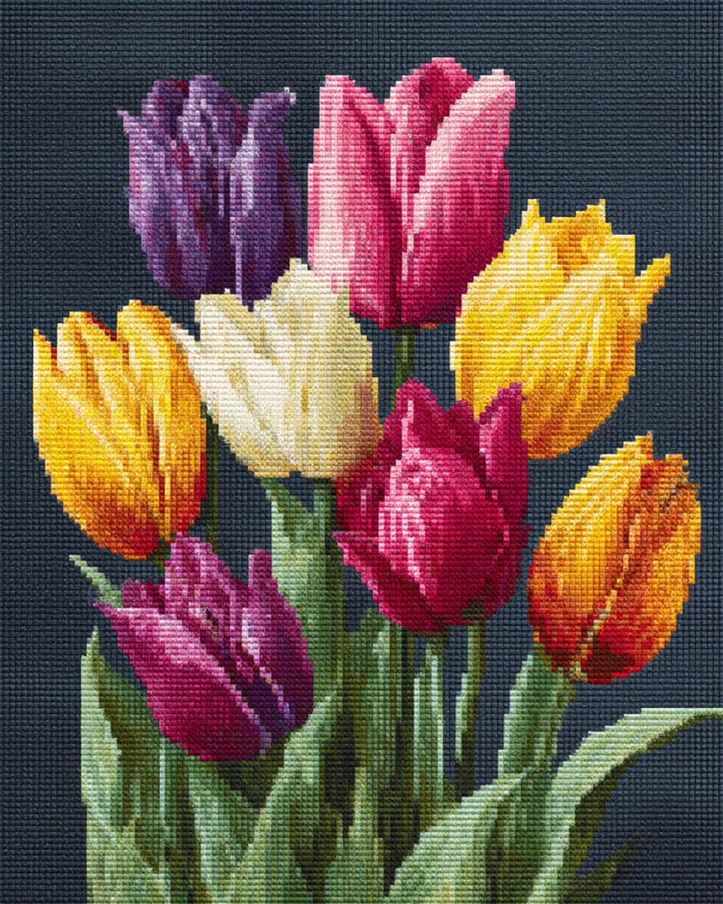 AMBATTERY 0 DIY Bead Embroidery Kits Fantasy Tulip Flower Bead Embroidery Kit for Adults Needlepoint Tapestry Set Beaded Stitching 50x60cm